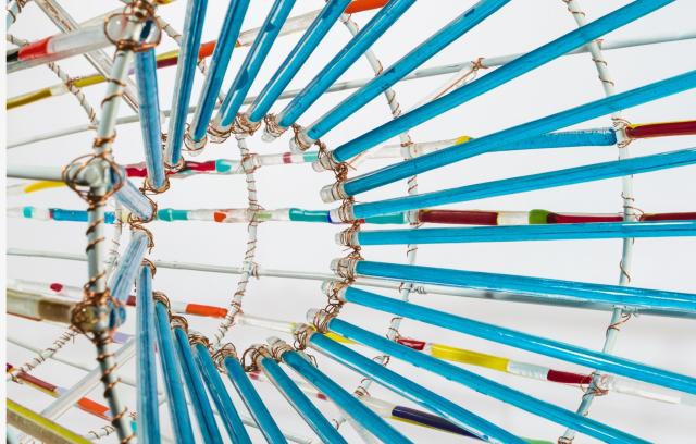 A multi-colored art piece