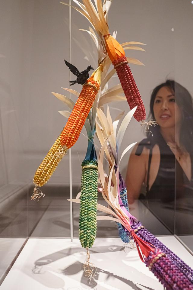 Artist Lily Hope with an ornamental headdress 
