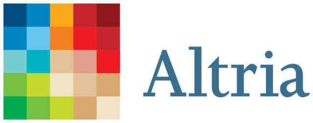 Logo that has the name "Altria" and a multi-colored block.