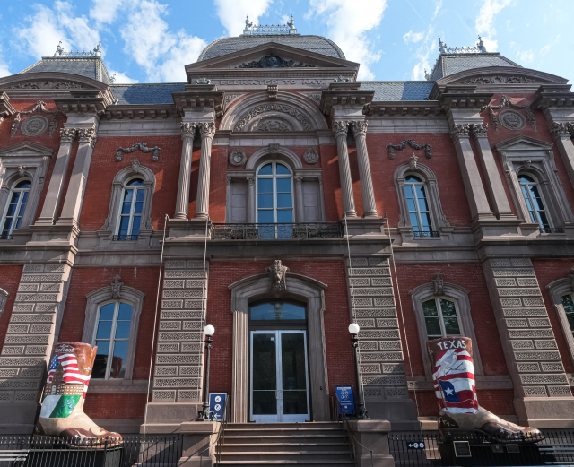 Exhibitions - State Fairs - Renwick Gallery Photo of the Renwick Gallery building exterior featuring Big Tex’s Boots