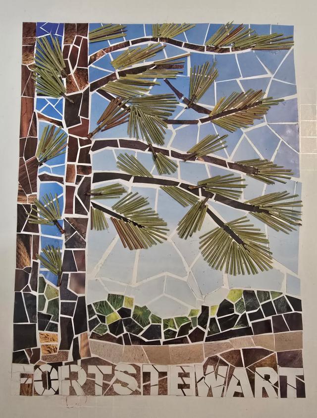 photo of artwork of pine tree