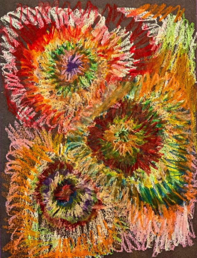 painting of fireworks exploding