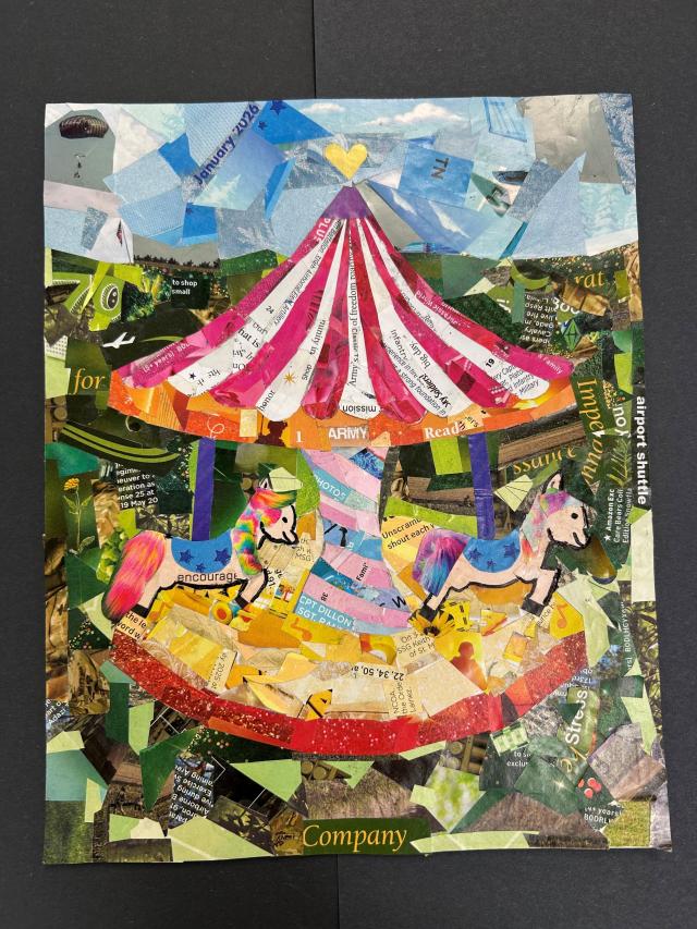 painting of a carousel