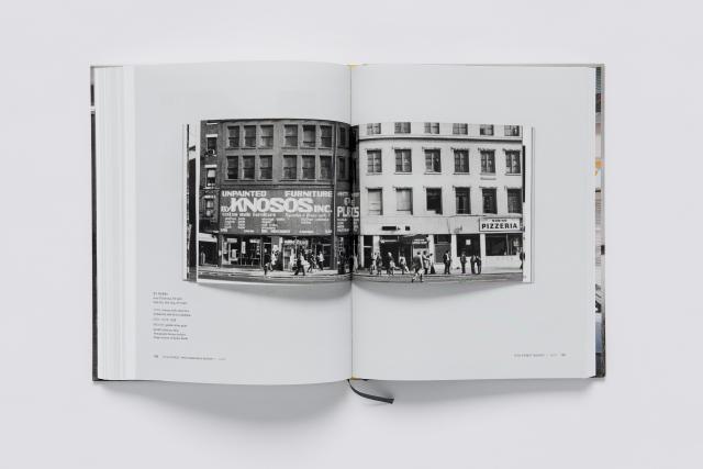 An opened book of a photography catalogue.