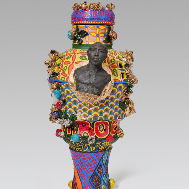 Colorful multi-media vase
