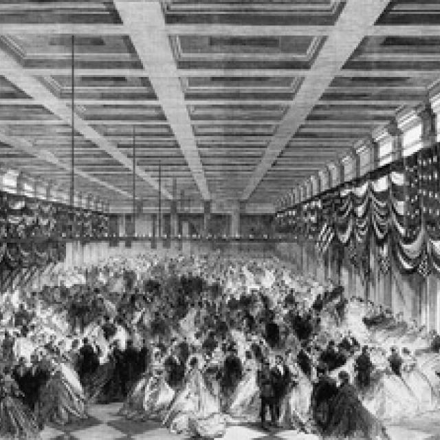 This is a drawing of President Lincoln's inaugural ball