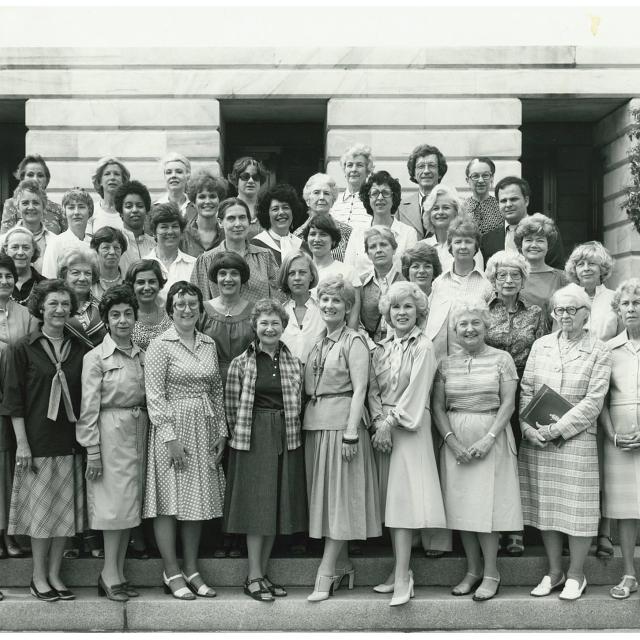 This is a black and white photo taken in 1978 of the docents at SAAM.