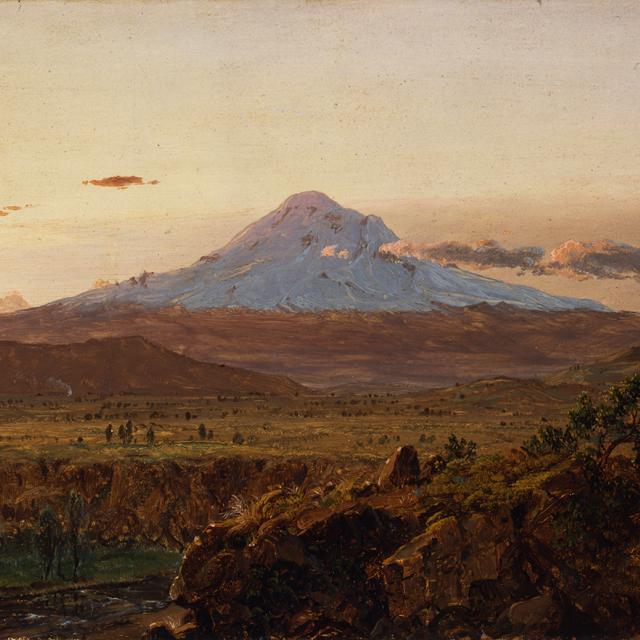 A painting of a mountain