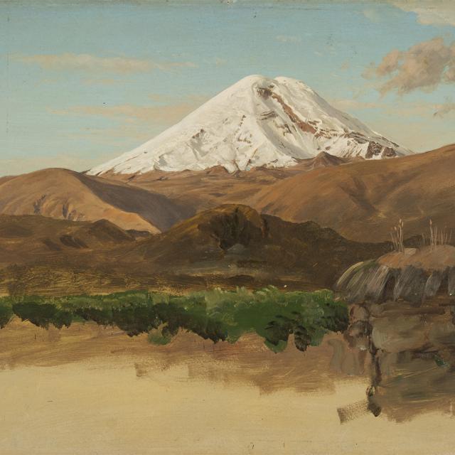 A painting of a mountain