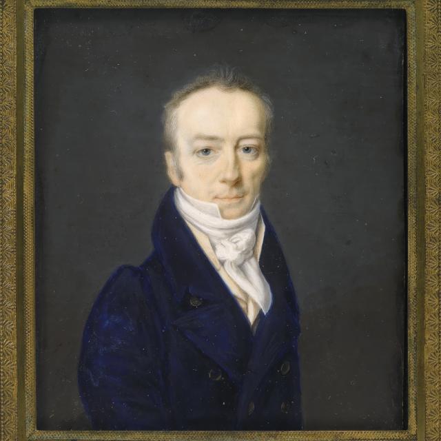 A portrait of a man sitting. 
