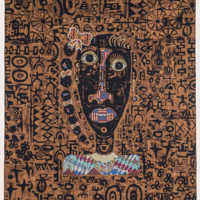 Quilt featuring the portrait of a woman