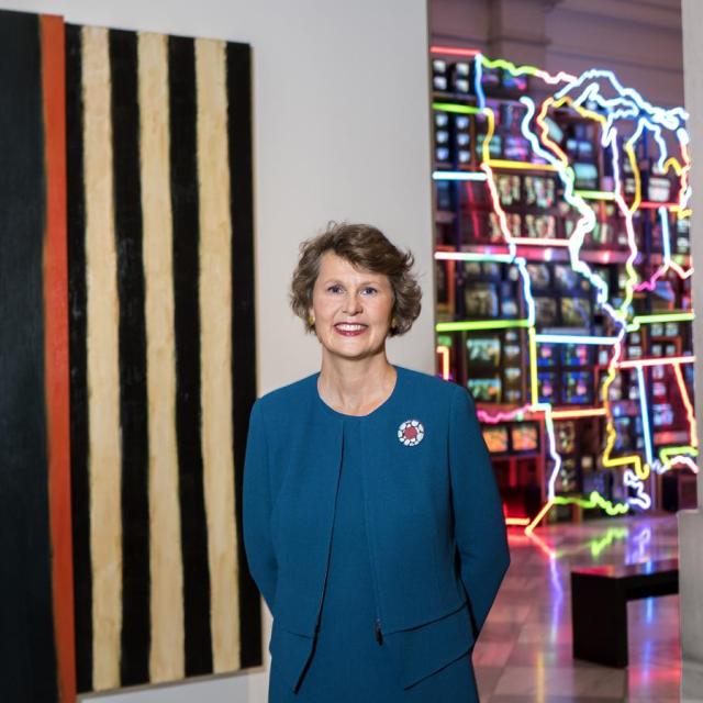  Stephanie Stebich, Former Margaret and Terry Stent Direction in the museum's Lincoln Gallery. Photo by Gene Young. 