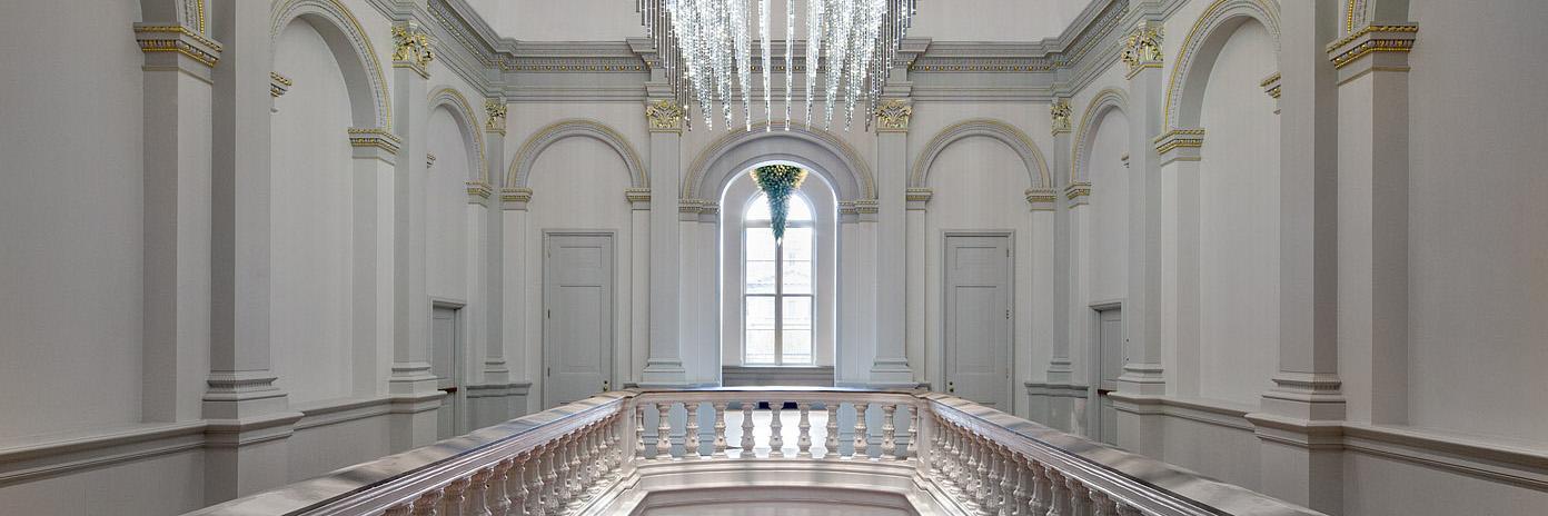 Ornate staircase inside the Renwick Gallery, a Smithsonian historic venue in Washington, DC